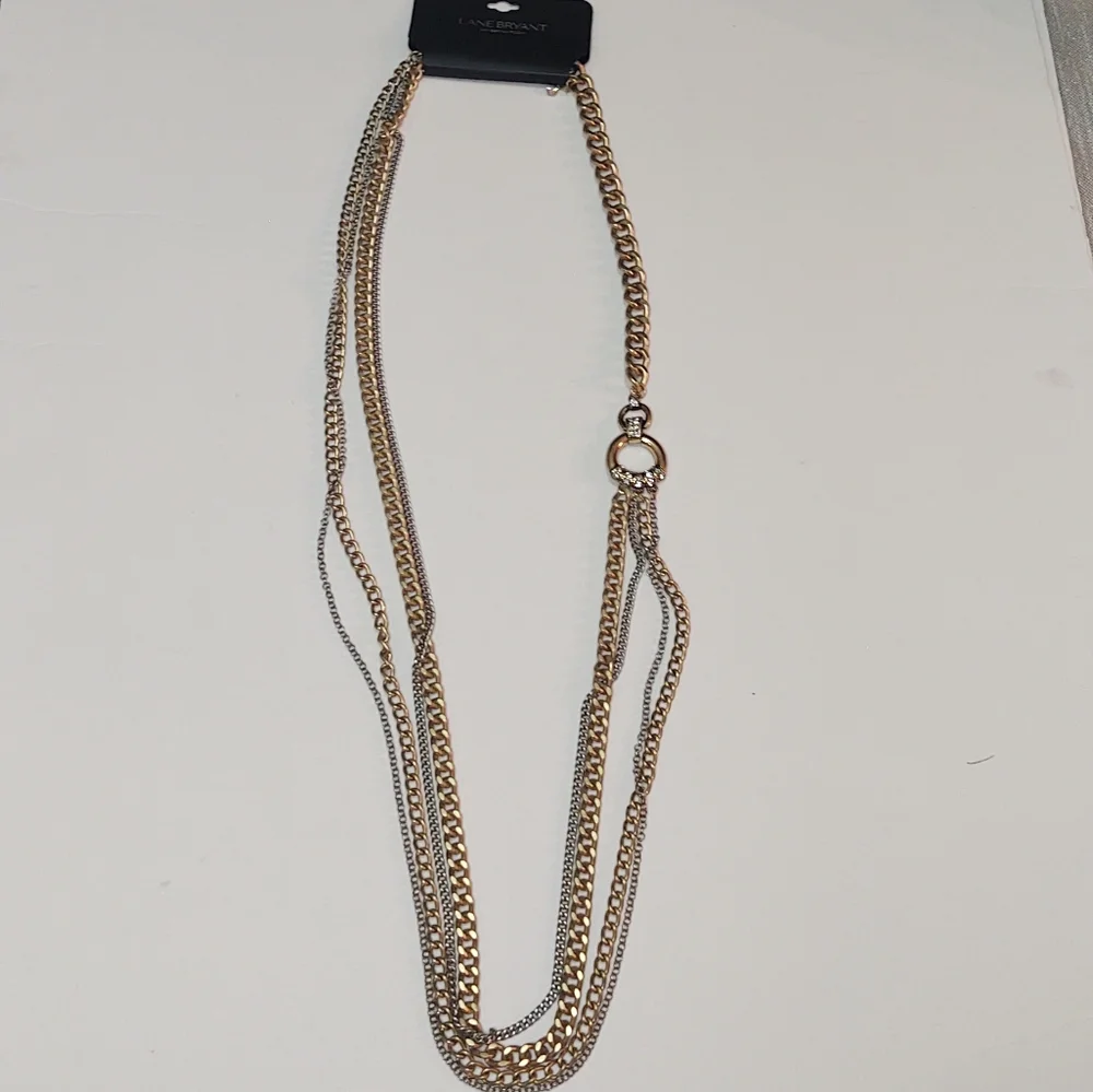 Lane Bryant Multi Strand Silver Gold Chain Necklace